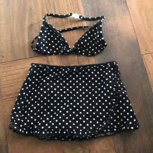 Black with white polka dot swimsuit